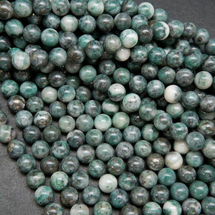 Pyrite in jade beads.