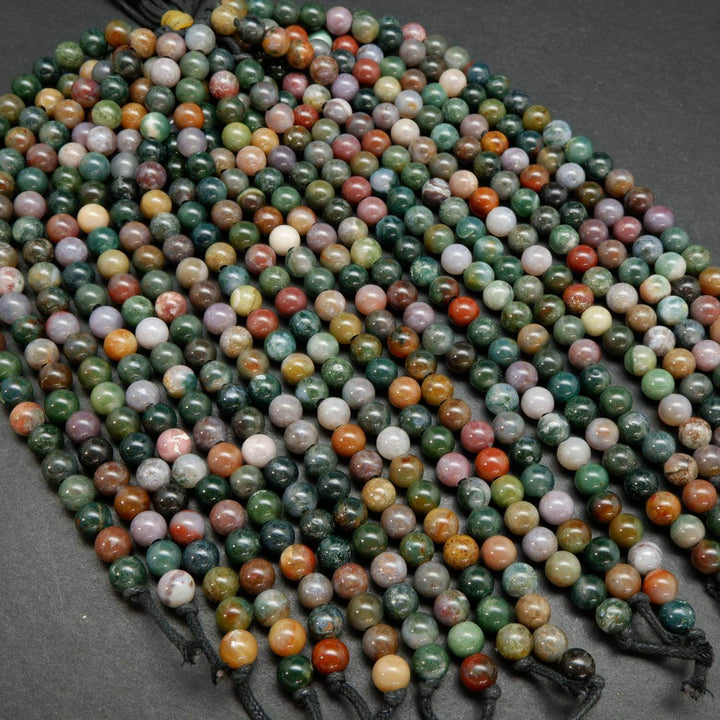Round multicolor fancy jasper large hole beads.