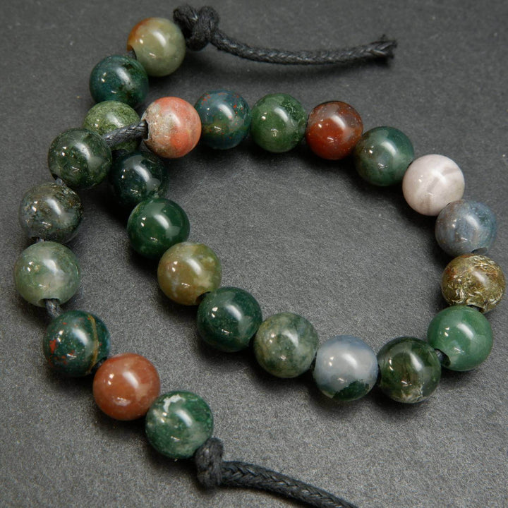 Round multicolor fancy jasper large hole beads.