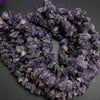 Purple raw cut amethyst beads.