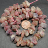 Pink tourmaline rough cut beads
