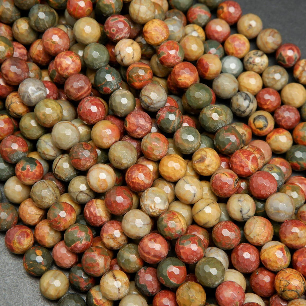 Faceted Red Creek Jasper Beads.