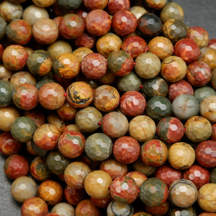 Faceted Red Creek Jasper Beads.