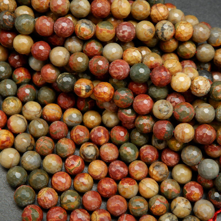 Faceted Red Creek Jasper Beads.