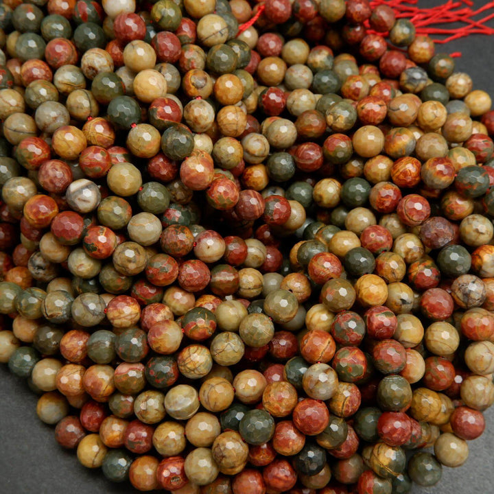 Faceted Red Creek Jasper Beads.