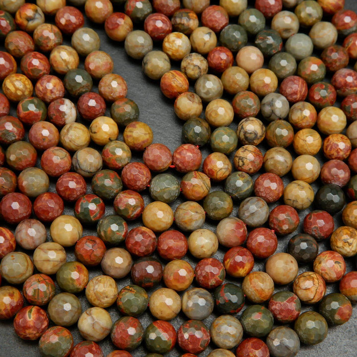 Faceted Red Creek Jasper Beads.