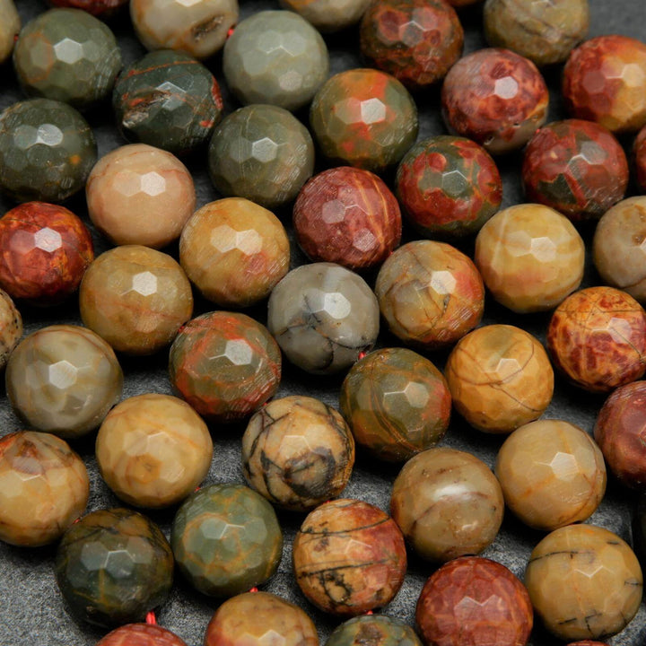 Faceted Red Creek Jasper Beads.
