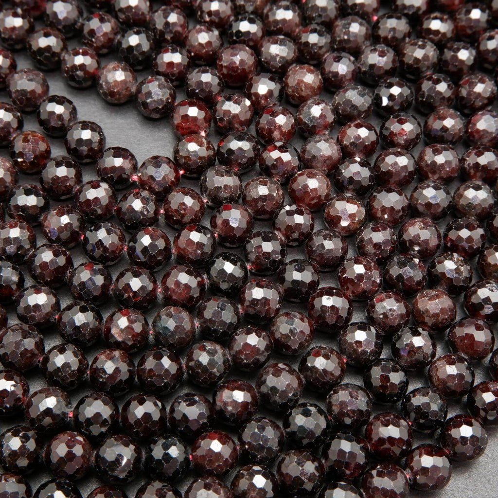 Faceted deep red garnet beads.