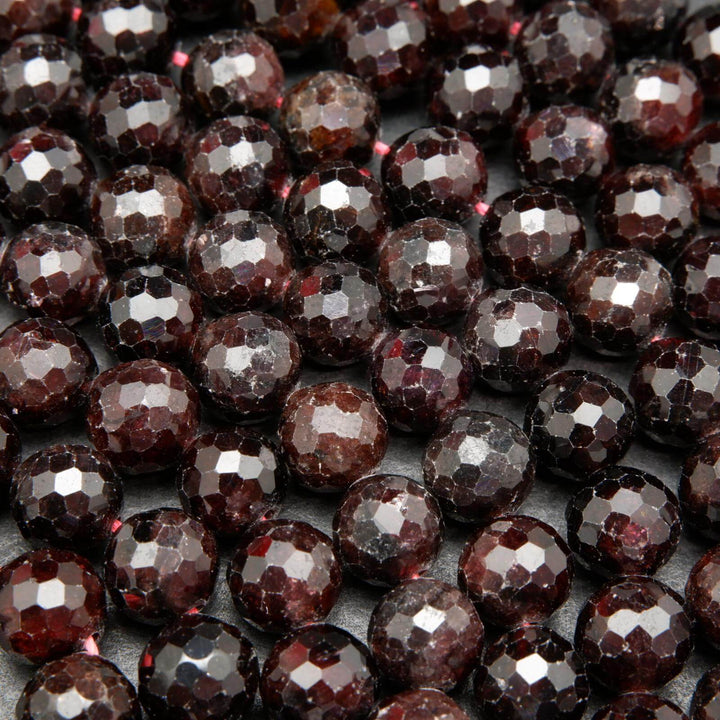 Faceted deep red garnet beads.