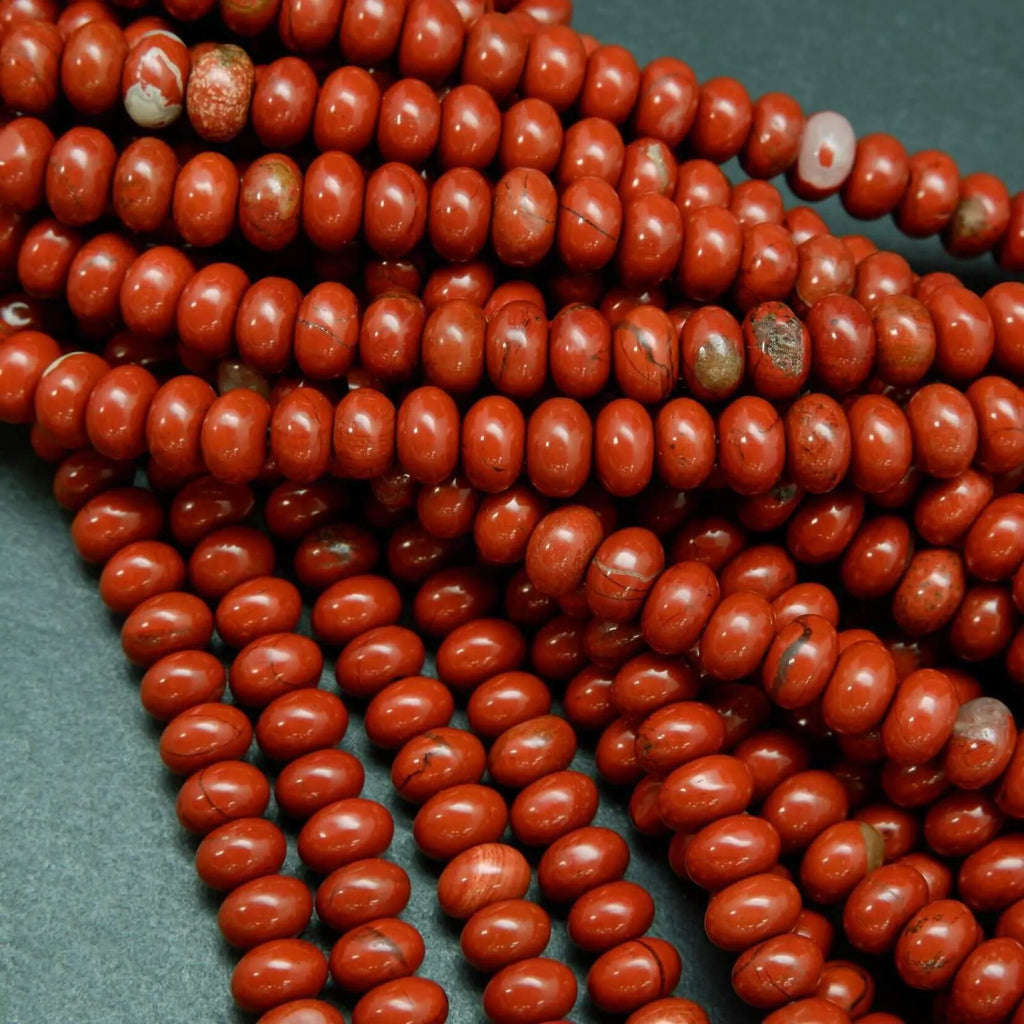 Red Jasper · Smooth · Rondelle · 6mm, 8mm, Bead, Tejas Beads