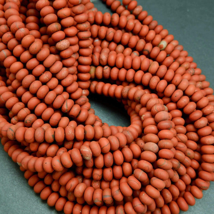 Red Jasper · Matte · Rondelle · 6mm, 8mm, Bead, Tejas Beads