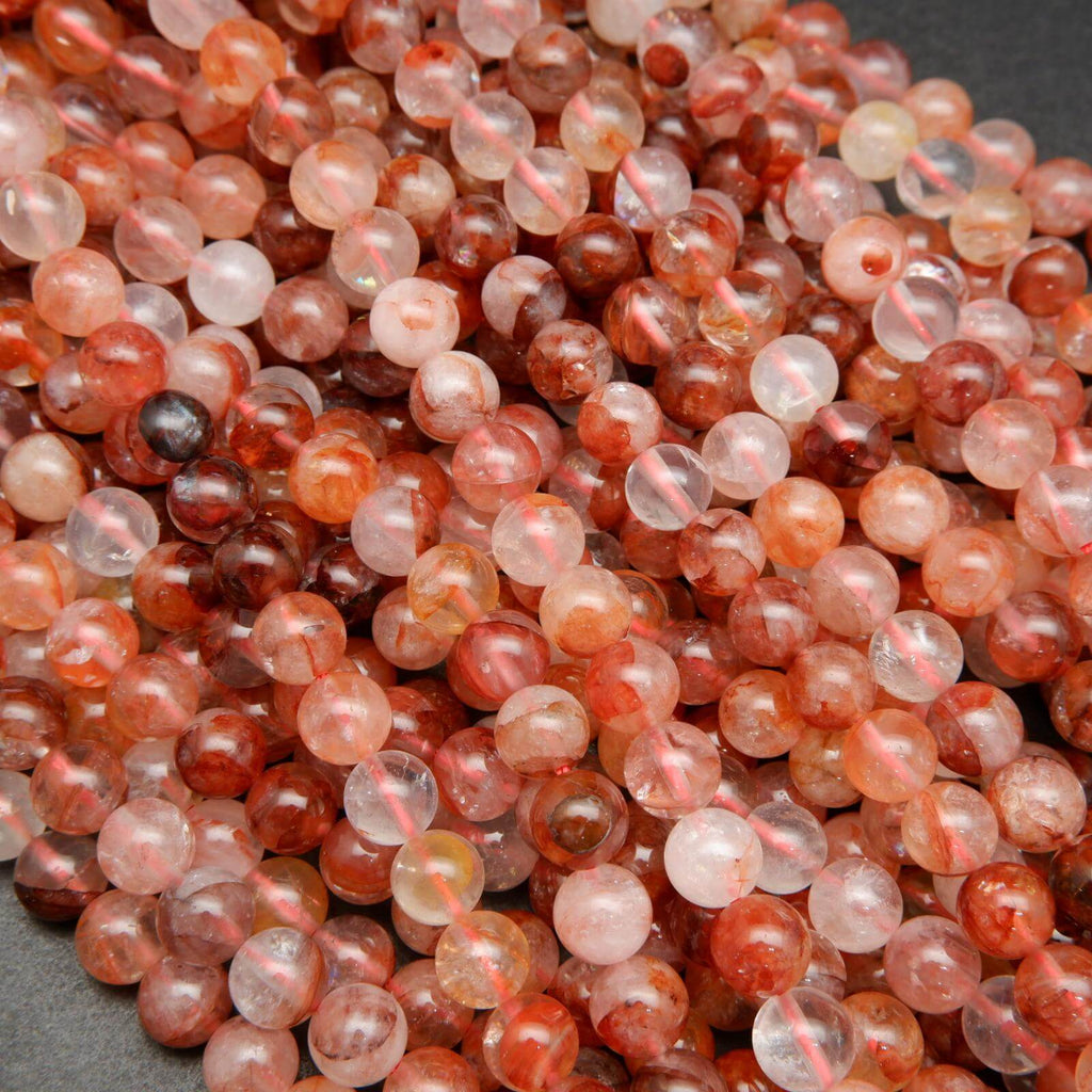 Red hematoid quartz beads.