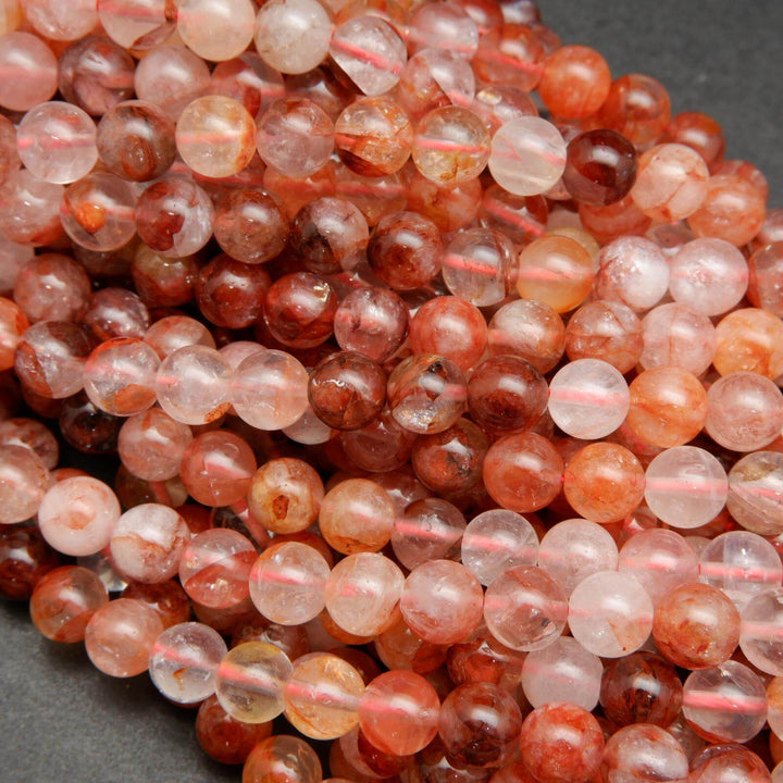 Red hematoid quartz beads.