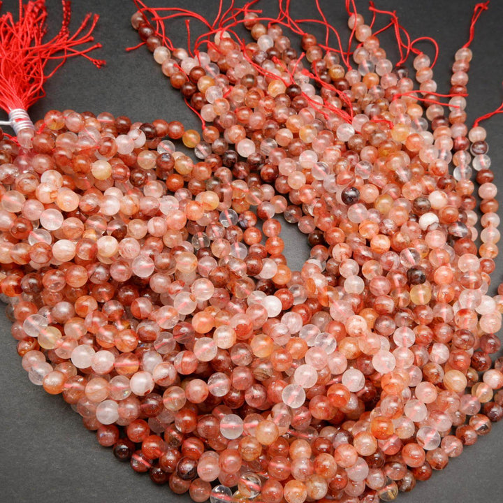 Red hematoid quartz beads.