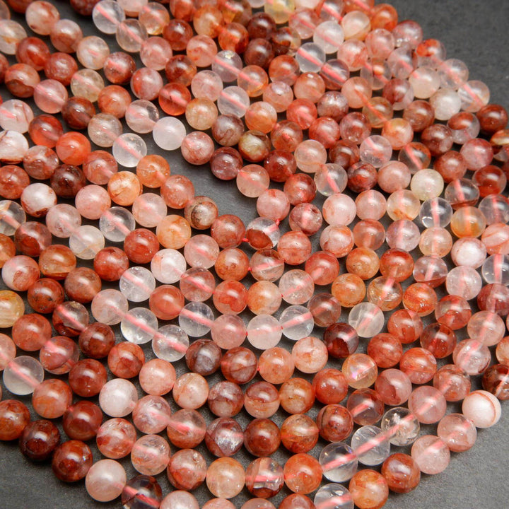 Red hematoid quartz beads.