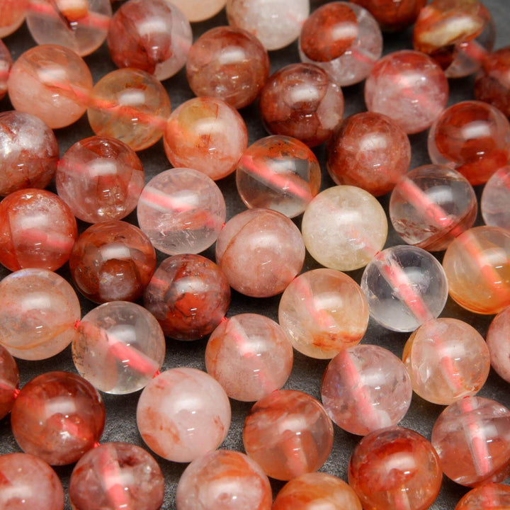 Red hematoid quartz beads.