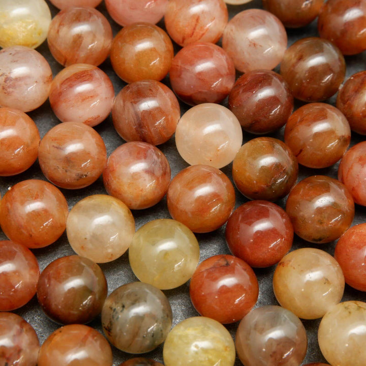 Red phantom quartz beads.