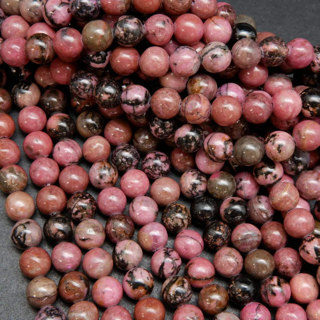 Pink Rhodonite w/ Matrix Beads.