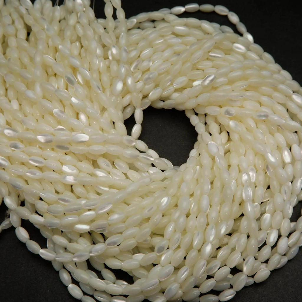 Rice shape MOP beads.
