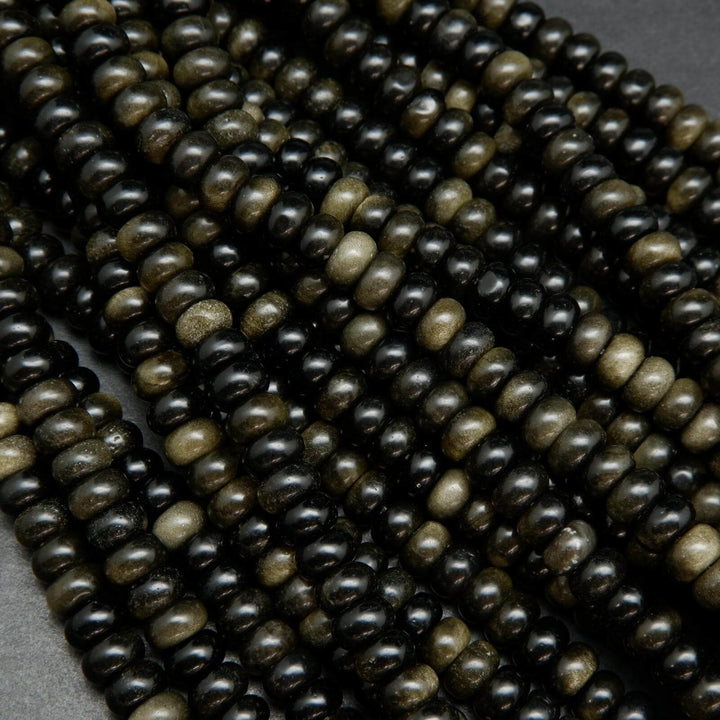 Rondelle Polished Golden Obsidian Beads.