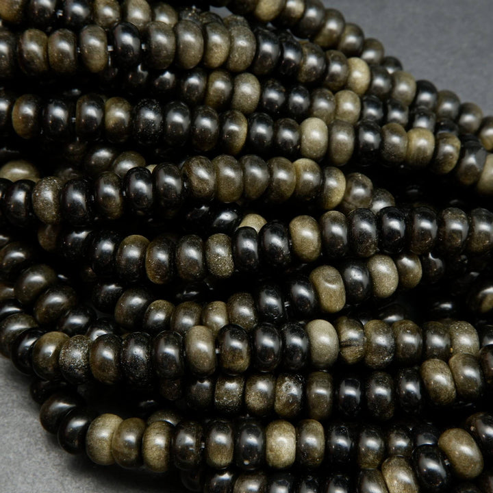 Rondelle Polished Golden Obsidian Beads.