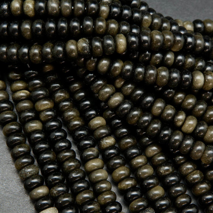 Rondelle Polished Golden Obsidian Beads.