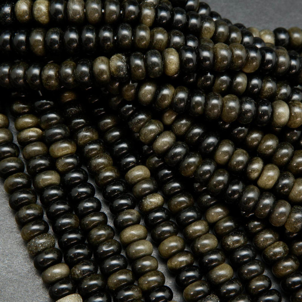 Rondelle Polished Golden Obsidian Beads.