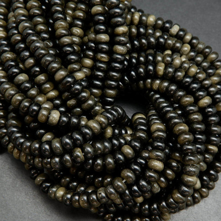 Rondelle Polished Golden Obsidian Beads.