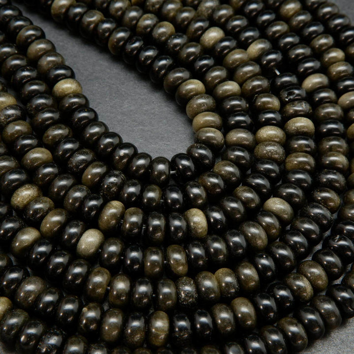 Rondelle Polished Golden Obsidian Beads.