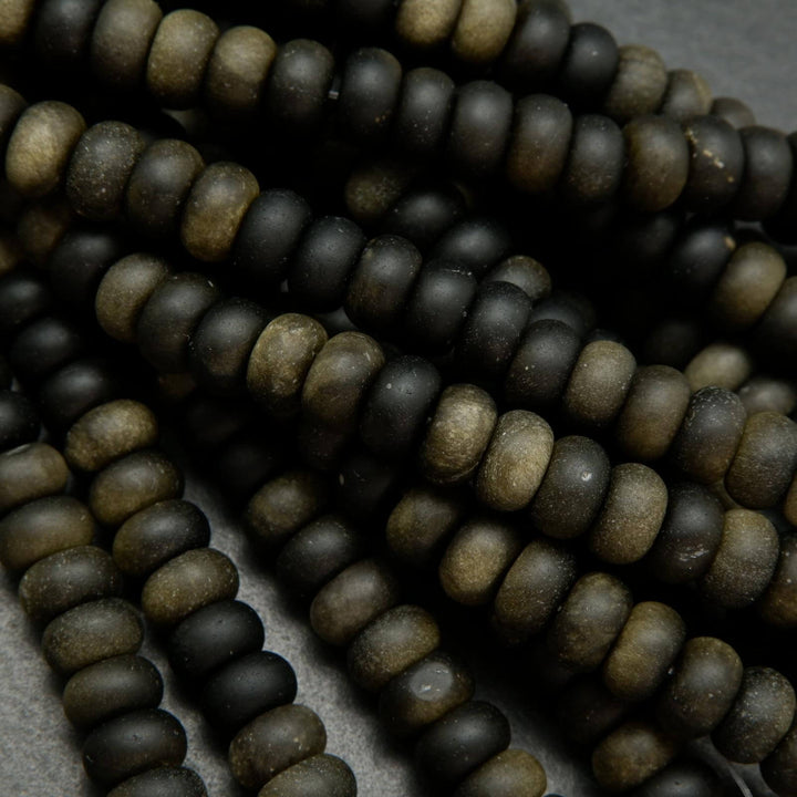 Matte finish golden obsidian beads.