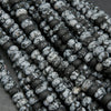 Matte finish rondelle snowflake obsidian beads.