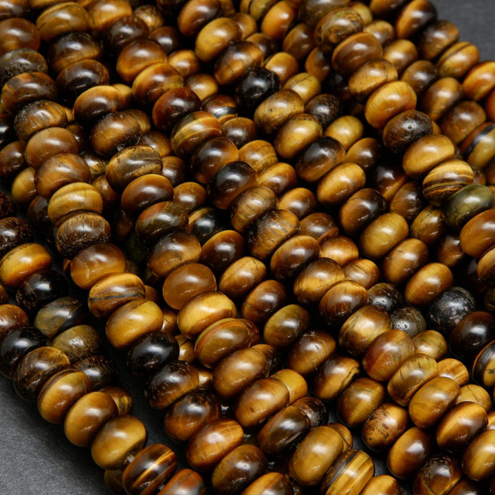Rondelle polished Tiger eye beads.