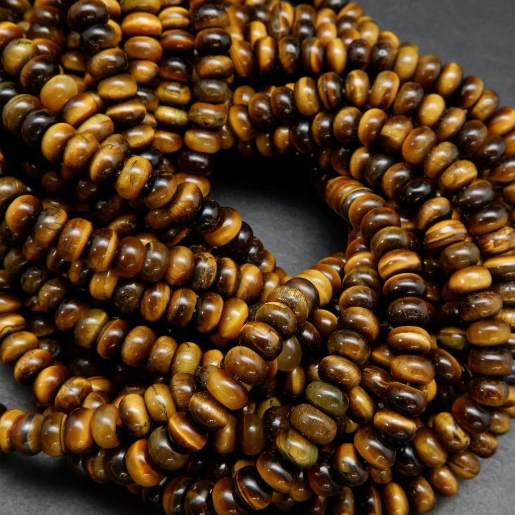 Rondelle polished Tiger eye beads.