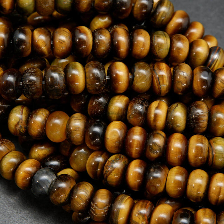 Rondelle polished Tiger eye beads.