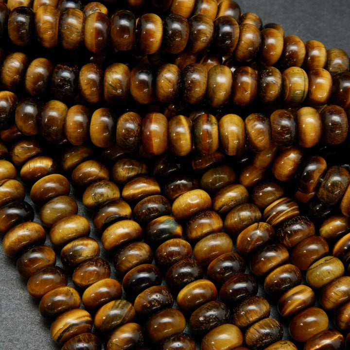 Rondelle polished Tiger eye beads.