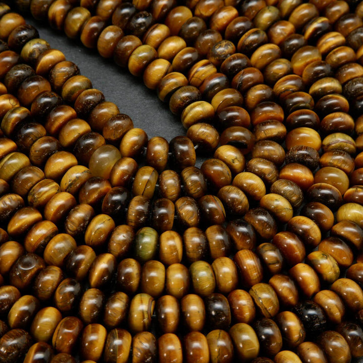 Rondelle polished Tiger eye beads.