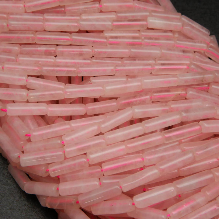 Rose Quartz · Smooth · Tube · 4mm, Bead, Tejas Beads