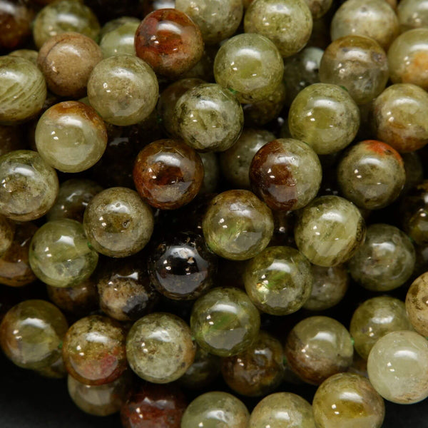 Natural Round Green Garnet Beads For Jewelry Making