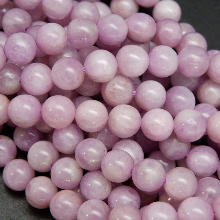 Pink and purple round kunzite beads for jewelry making
