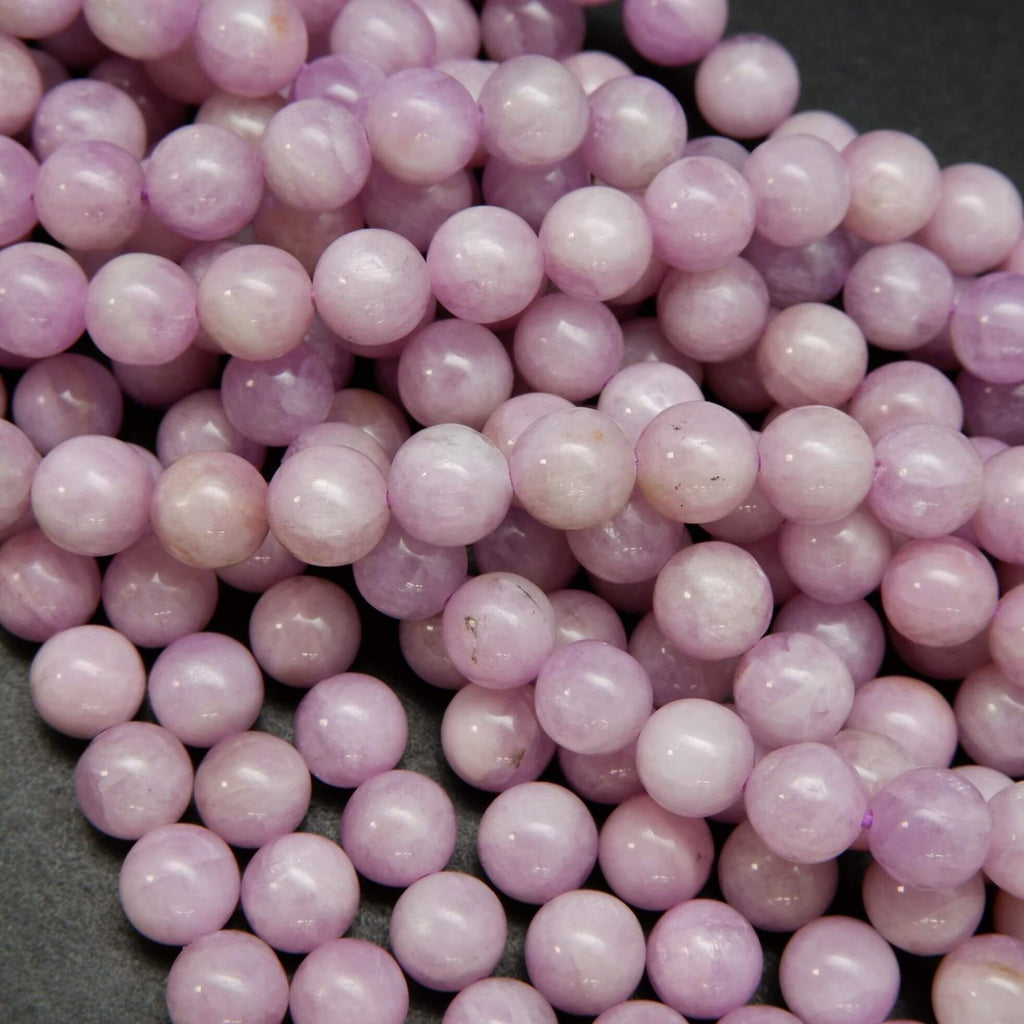 Pink and purple round kunzite beads for jewelry making