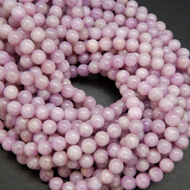 Pink and purple round kunzite beads for jewelry making