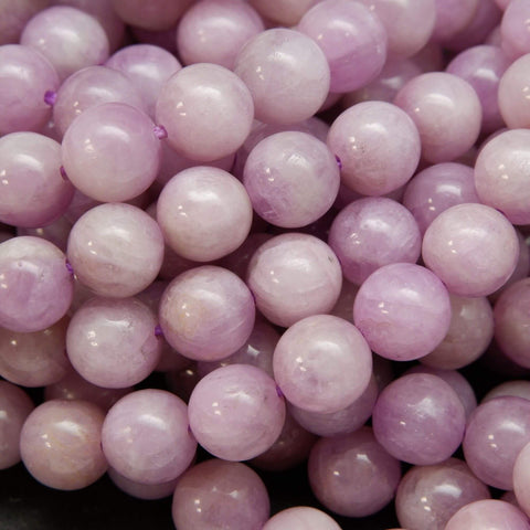 Pink and purple round kunzite beads for jewelry making
