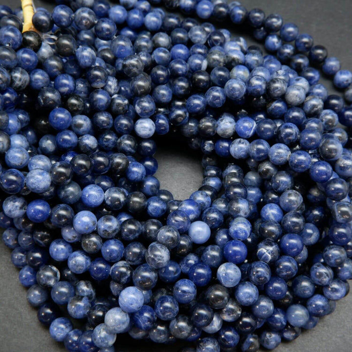 Deep blue sodalite round loose beads.