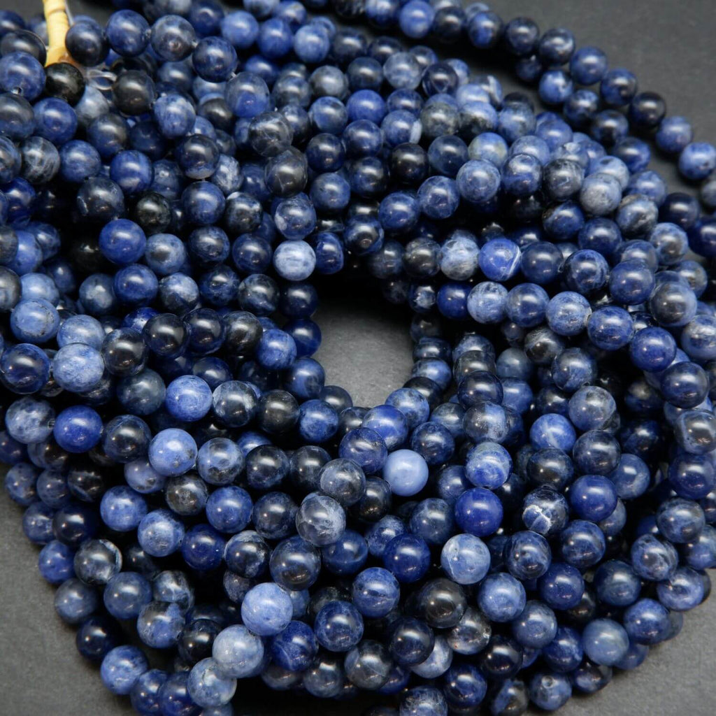 Deep blue sodalite round loose beads.