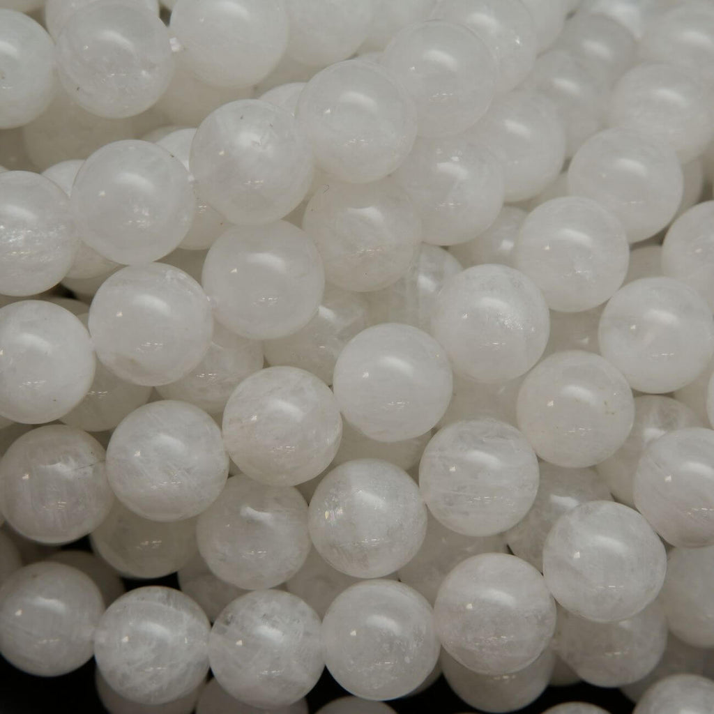 Natural white moonstone beads. Grade A white moonstone high-polish finish for handmade jewelry making.
