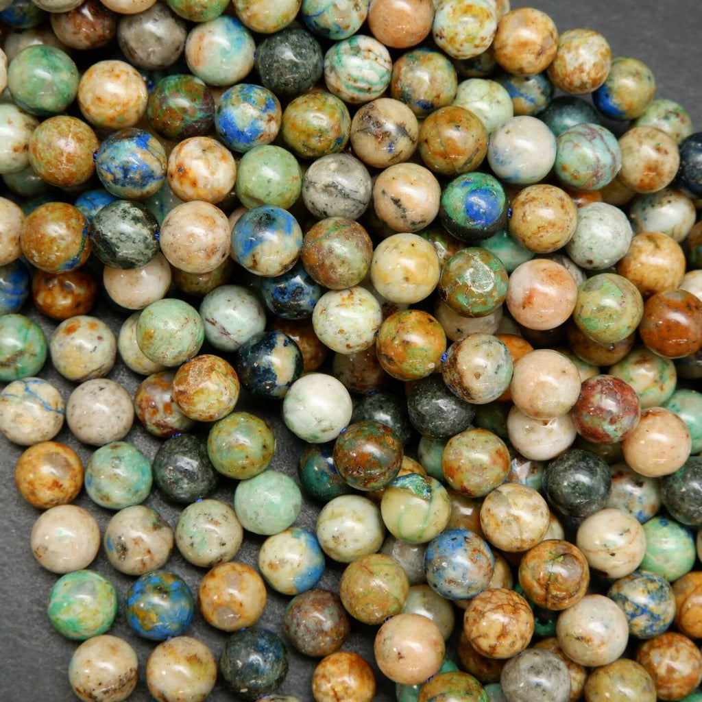 Natural Round Azurite Beads For Jewelry Making