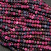 Blue and red ruby sapphire beads.