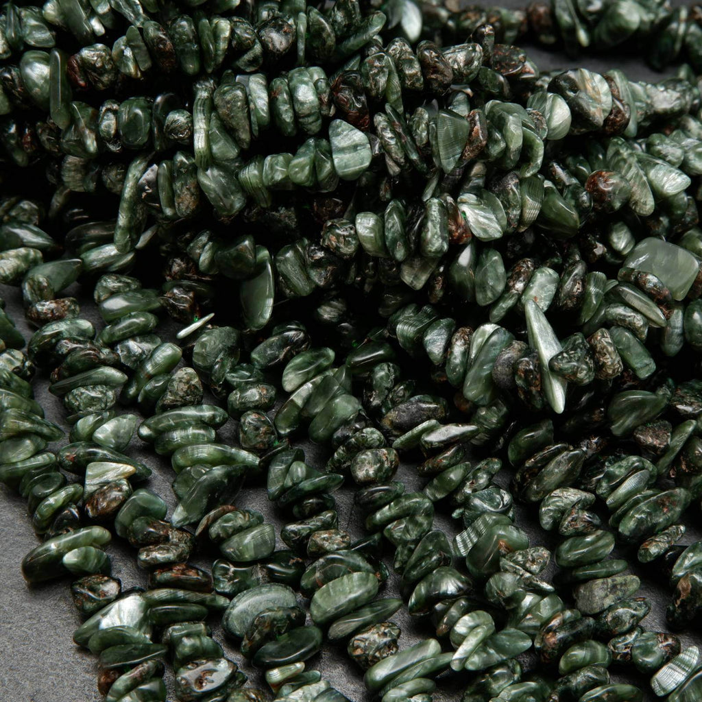 Seraphinite · Smooth · Chips · 7mm, Bead, Tejas Beads