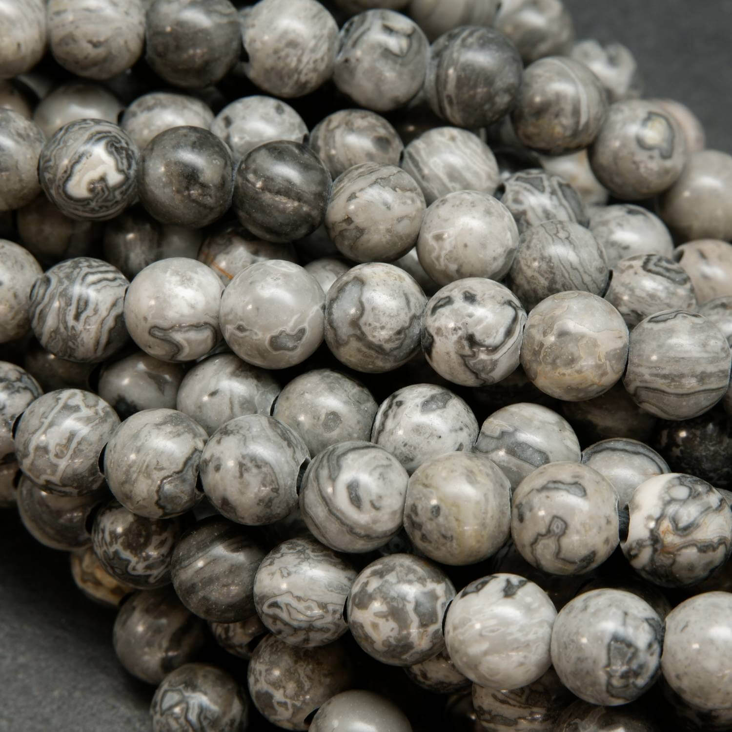 Silver Crazy Lace Agate Beads | Large Hole | High Polish Finish