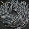 Silver hematite beads.
